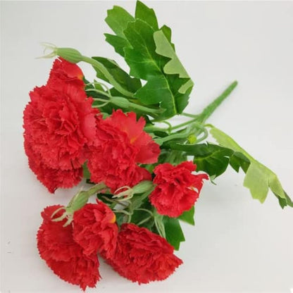 Corkwaw Artificial Carnations Made of Silk, Hydrangea, Bouquet, Plastic Plant, Suitable for Photo Props, Family Party, Bridal Bouquet, Decoration (Red)
