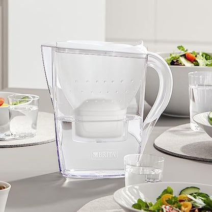 BRITA Marella Water Filter Jug White (2.4L) Starter Pack incl. 3x MAXTRA PRO All-in-1 cartridge - fridge-fitting jug with digital LTI and Flip-Lid - now in sustainable Smart Box packaging