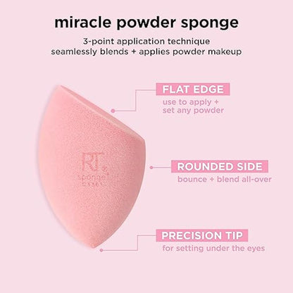 REAL TECHNIQUES New Foam Technology 2 Pack Miracle Powder Sponge for Even Powder Application,1994M