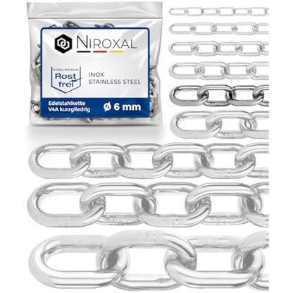 8-Meter 6-mm Thick Stainless Steel Chain V4A Short-Linked from NietFullThings on Piece Anchor Chain DIN 5685 DIN 766 8-m
