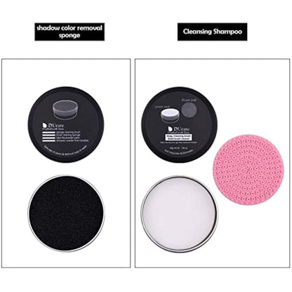 DUcare Makeup Brush Cleaner 2Pcs Brush Cleaner Solid Soap Cleanser & Color Removal Sponge - Easy to Clean Brushes Removes Shadow Color