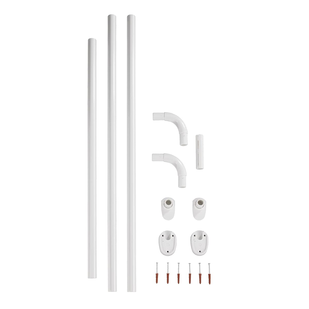 WENKO 19216100 Bracket rod Universal Extra Strong White - ? 2,5 cm, can be combined in shape and length, Aluminium, 2.5 x 2.5 cm, White