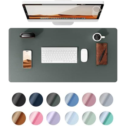 YSAGi Leather Desk Mat, Large Mouse Mat, Non-Slip Desk Pad, Waterproof PU Leather Table Protector Writing Pad for Office and Home (90 x 43 cm, Dark Green)