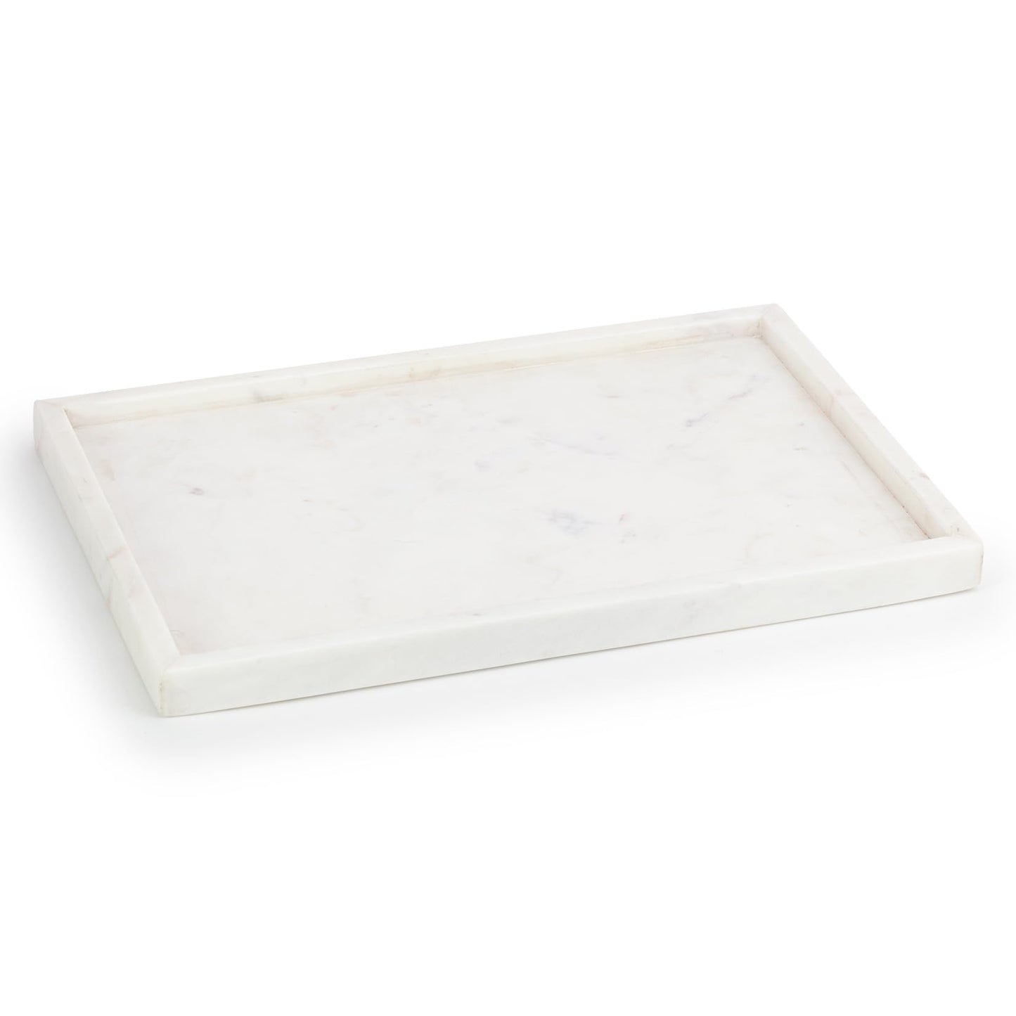 EHC Natural Marble Bathroom Vanity Tray, Decorative Countertop Sink Storage Organiser for Cosmetics, Perfume, Candles, Home Decor - Rectangular