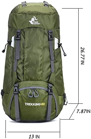 Bseash 60L Waterproof Hiking Camping Backpack with Rain Cover, Lightweight Outdoor Sport Travel Daypack Rucksack for Climbing Skiing