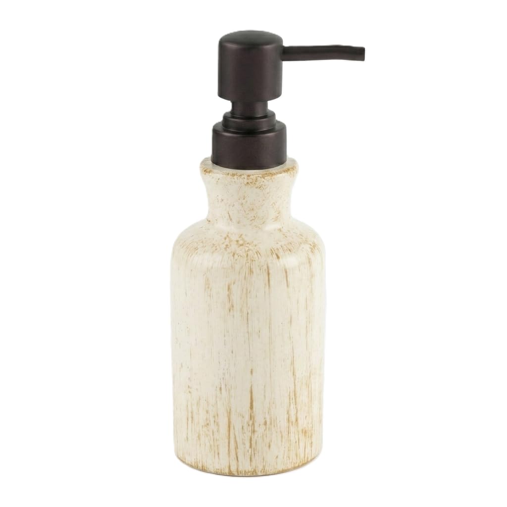 Creative Scents Rustic Luxe Bathroom Soap Dispenser - Beige Hand Soap Dispenser for Bathroom with Strong Easy Dispensing Pump