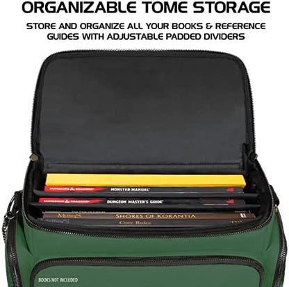ENHANCE Travel Bag for DND, Bag Compatible with Dungeons and Dragons, Battle Mat Holder, Dice Pockets and Accessories, Carry 4-8 Books