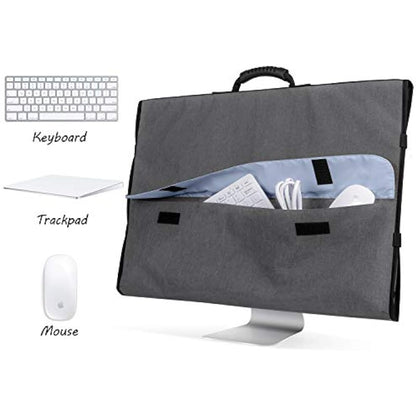 CURMIO Travel Carrying Bag for Apple iMac 21.5" and iMac 24" Desktop Computer, Protective Storage Case Monitor Dust Cover with Rubber Handle for 21.5" iMac Screen(Patent Pending), Grey