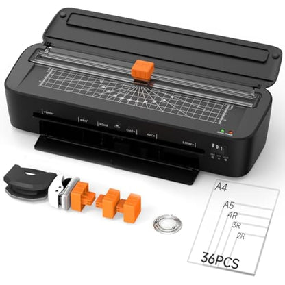 OidoZac Laminator Machine A4, 11 in 1 Thermal Laminating Machine Cold Hot Lamination with 36 Laminating Pouches 3 Cutter Heads & Built-in Trimmer Laminate Set for School Home Business Office(Black)