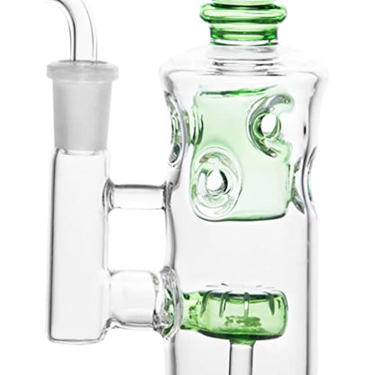 Glass Honeycomb Bong Handmade Water Pipe Perc Wax 14.4mm Bongs with Quartz Banger Cap Bowl for Bongs (Green)