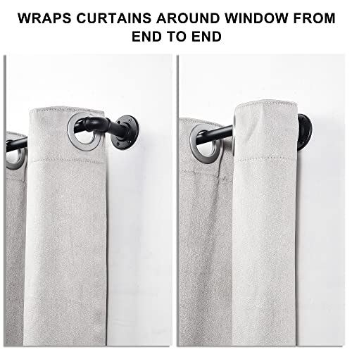 Black Curtain Poles for Eyelet Curtains, Industrial Curtain Pole Metal Extendable, Industrial Curtain Rod for Windows 67cm-122cm, Room Dividers