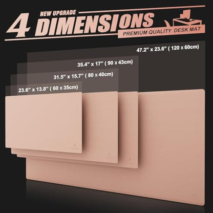 K KNODEL Large Office Leather Desk Mat, Mouse and Keyboard Pad, Computer and Laptop Mat, Desktop Protector and Cover, Writing Pad and Blotter (80x40cm, Pink)