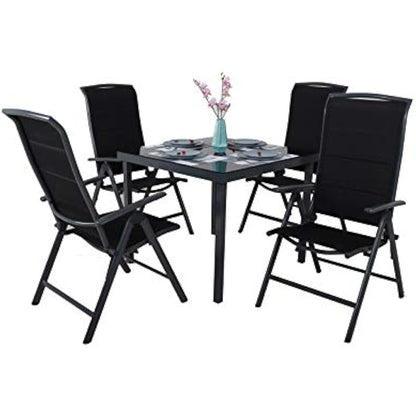 Chicreat Upholstered Folding High-Back Chair, Dark Grey/Black, Aluminium