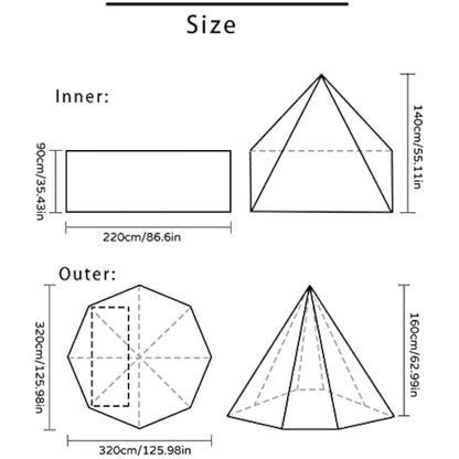 1 Man Tent Lightweight Teepee Hot Tent with Stove Hole Waterproof for Camping Hiking Hunting Fishing Backpacking