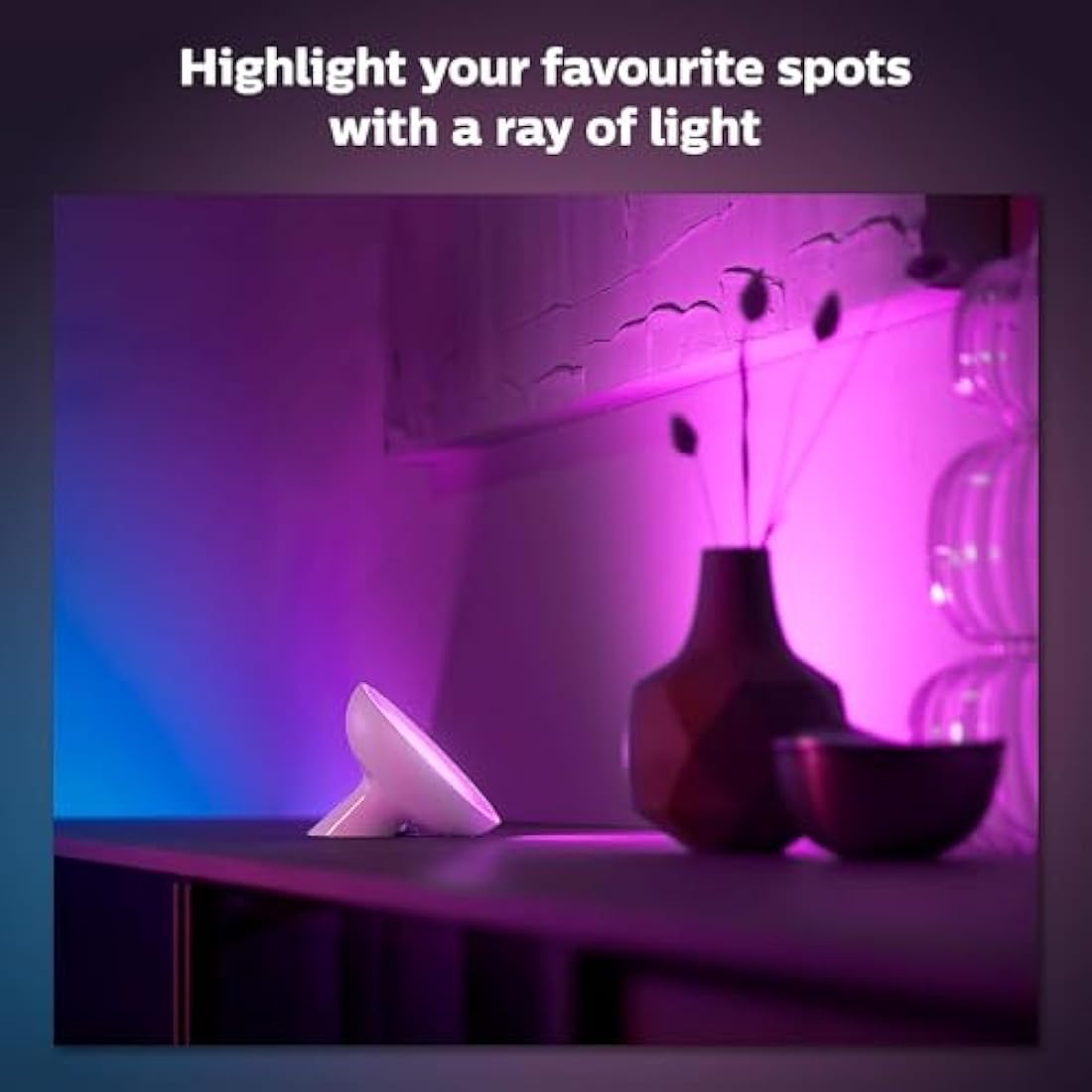 Philips Hue Bloom White and Colour Ambiance [White] Smart LED Table Lamp, with Bluetooth Works with Alexa and Google Assistant, 7 watts