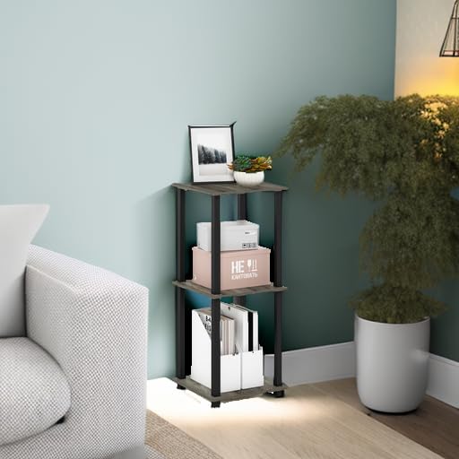 Furinno SIMPLISTIC Side Table Set of 2, 2-Tier End Table, Nightstand, Night Stand, Bedside Table, Easy Assembly, for Living Room, Bedroom, French Oak