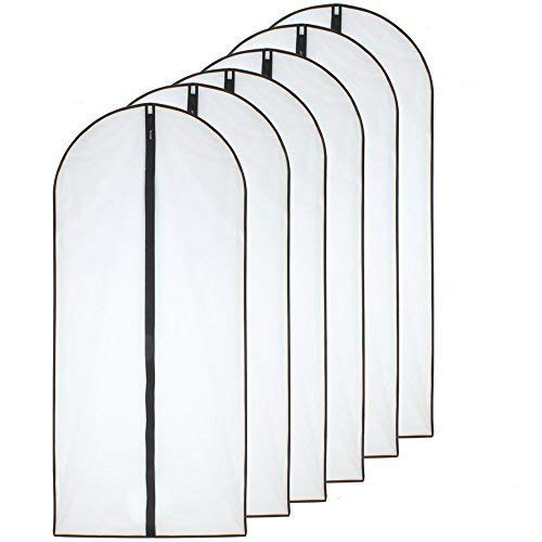 HomeClean Moth Proof Garment Bags 60 x 153cm24'' x 60'' Black Side Breathable Clear Full Zipper Bags for The Much Longer Wedding Evening Dress