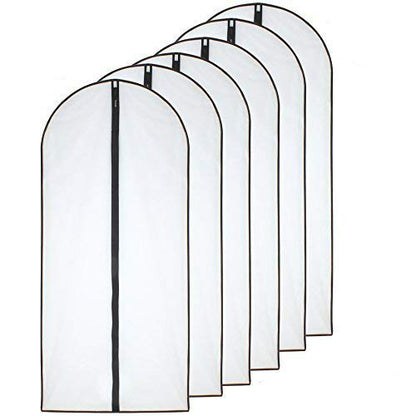 HomeClean Moth Proof Garment Bags 60 x 153cm24'' x 60'' Black Side Breathable Clear Full Zipper Bags for The Much Longer Wedding Evening Dress
