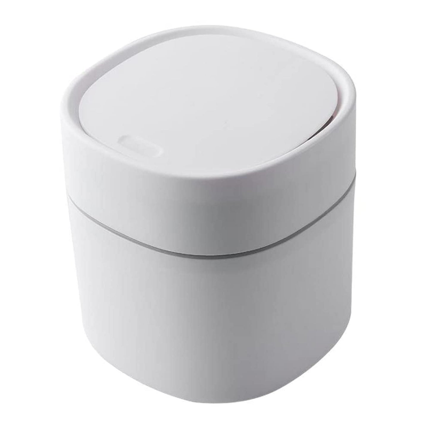 ETRAVEL plastics Small bin office desk bin with lid for countertop, cosmetic table top, bathroom, bedroom, kids (WHITE)