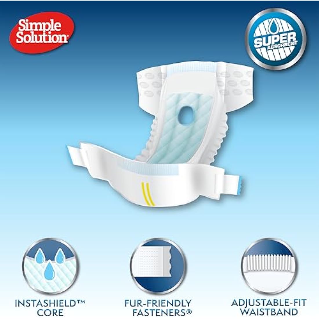 Simple Solution Disposable Dog Diapers for Female Dogs, Super Absorbent Leak-Proof Fit with Wetness Indicator for Excitable Urination, Incontinence or females in heat - 12 pack