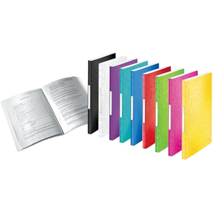 Leitz A4 Display Book, 40 Pockets, 80 Sheet Capacity, Transparent Pockets, Purple, WOW Range, 46320062