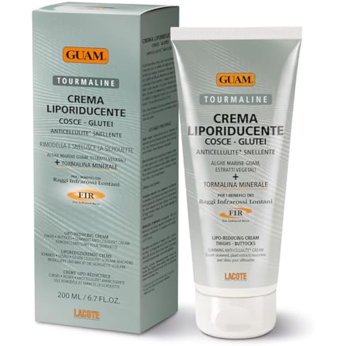 GUAM FIR Slimming Cellulite Cream for Thigh & Buttocks – 200ml Hot Tourmaline Skin Firming Cream – Lipo-Reducing Stubborn Anti-Cellulite Treatment – Reduce Imperfections, Improve Firmness & Elasticity