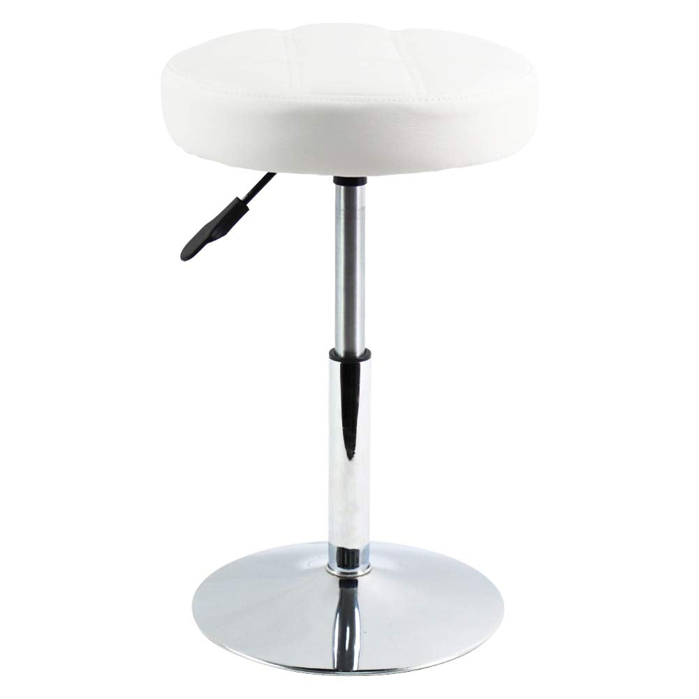 FURWOO Round Cushion Salon Stool Massage Chair Adjustable Swivel Spa Stool for Beauty Nail Home Bar Work Low Bar Chair for Barber Shop Small(White)