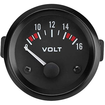 Car Universal 12V Voltmeter, 52mm Voltage Meter Gauge 8-16V BX100007 Aluminum Alloy Automotive Replacement Voltmeter Gauges for Most 12V Car