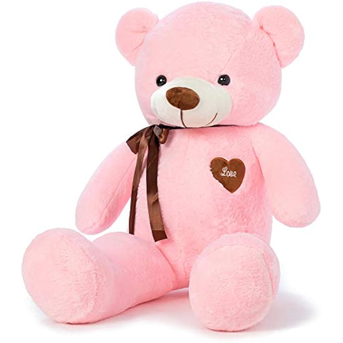 YunNasi Giant Teddy Bear Big Teddy Bear Large Stuffed Animal Toy Plush Teddy Doll With Love Heart and Ribbon (39 Inches/100cm, Pink)