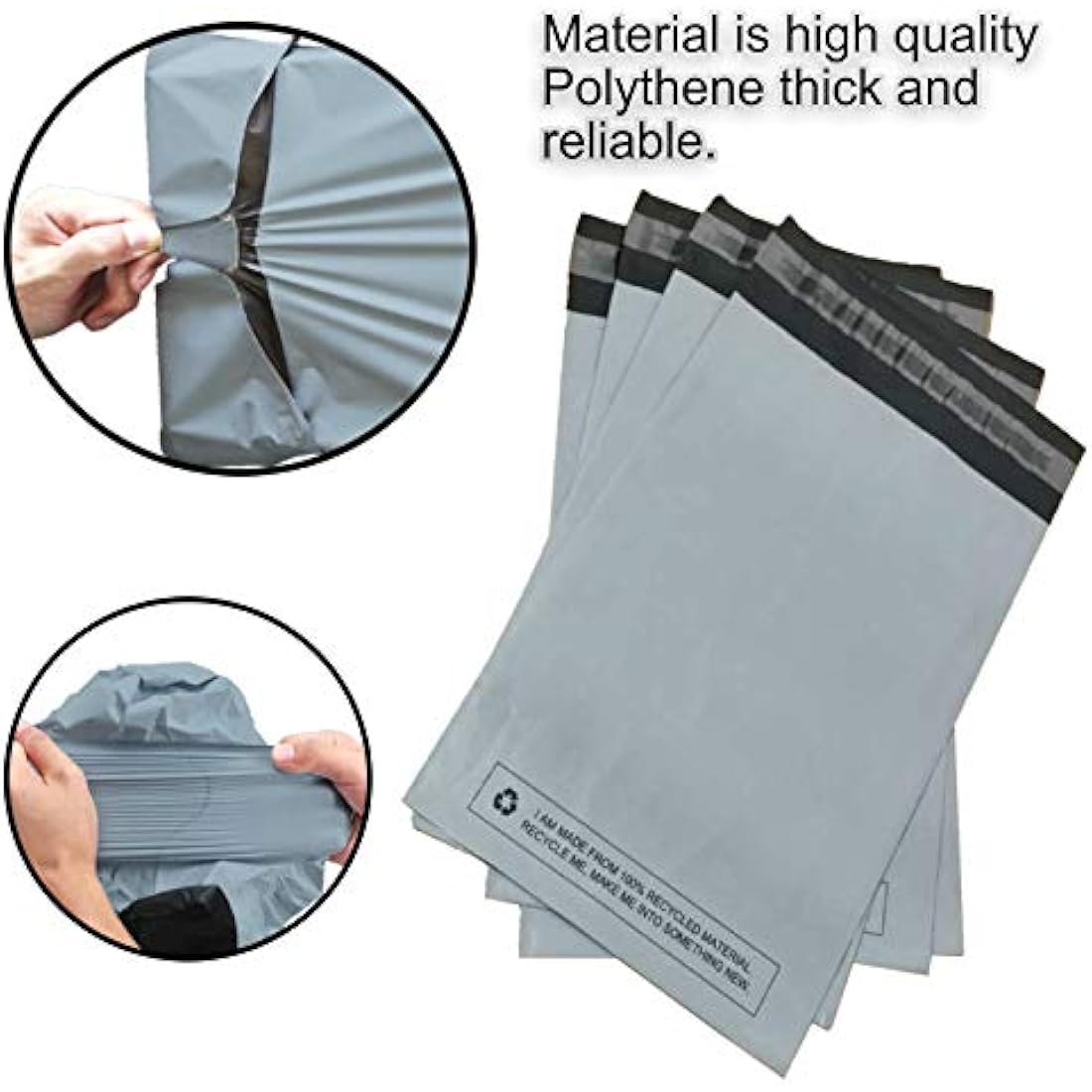 Large 50x Grey Mailing Bags 17” x 22” Polythene Self Seal Big Plastic Envelopes 100% Recyclable - Parcel Postal Postage Packaging Bags Strong Packaging Bags