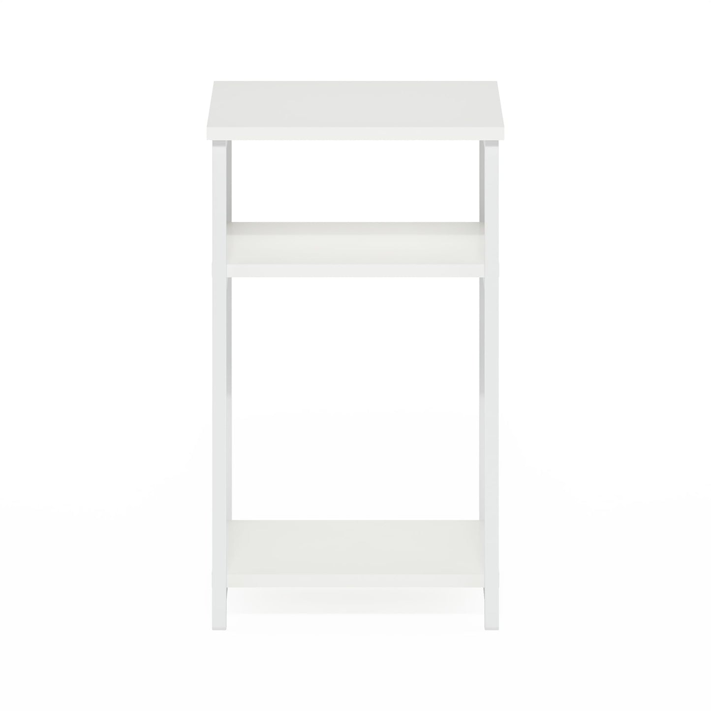 Furinno JUST Side Table, 3-Tier Metal Frame End Table with Open Shelf, Night Stand, Bedside Table, for Living Room, Bedroom, White