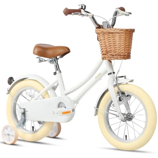 Glerc Little Molly 16 Inch Kids Retro Girls Bike for 2-13 Year Old with Wicker Basket & Stabilisers/Kickstand, Multiple Colors