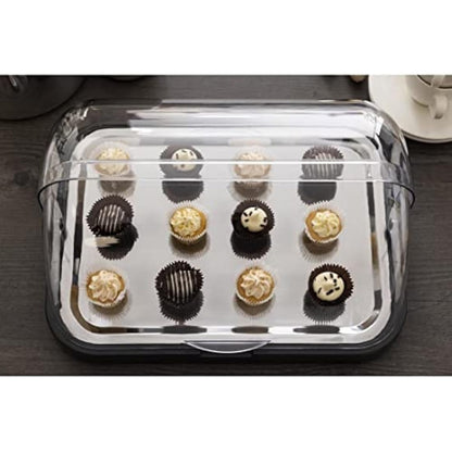APS Buffet showcase - Double-sided hinged, transparent roll-top bonnet, one bowl, one stainless steel tray and two cooling batteries - Made in Germany
