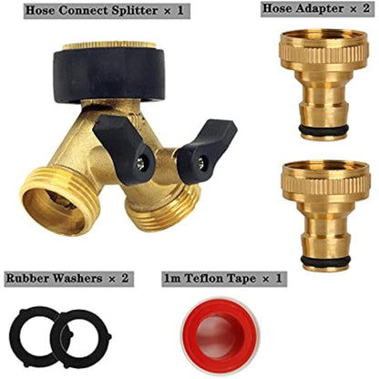 Brass 2-Way Tap Y Splitter - 3/4" Hose Connector with Individual On/Off Control