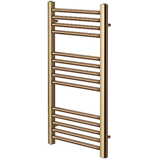 Greened House Brushed Brass Straight Heated Towel Rail 400mm Wide x 800mm High Flat Central Heating Bathtoom Towel Radiator