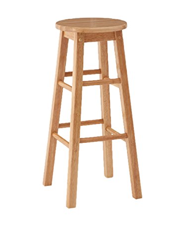 Premier Housewares Bar Stool/Tall/Breakfast Bar Stool/Wooden Stool/Traditional/Kitchen Stool/Wooden Bar Stools/with Footrest/Natural  Height 74cm