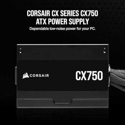 CORSAIR CX750 80 PLUS Bronze Non Modular Low-Noise ATX 750 Watt Power Supply - UK - Black