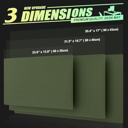 K KNODEL Small Office Leather Desk Mat, Mouse and Keyboard Pad, Computer and Laptop Mat, Desktop Protector and Cover, Writing Pad and Blotter (60x35cm, Dark Green)