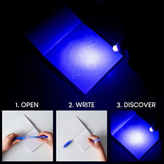 BONNYCO Invisible Ink Pen and Notebook, Pack 32 Sea Animals Ocean Party Bags Fillers, Pinata Toys | Birthday Decorations | Stocking Fillers for Kids Birthday | School Prizes, Gifts for Children