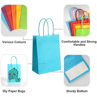 NADSSJL 30 Pcs Paper Party Bags, Gift and Sweet Bags with Handles, Kraft Bags with Stickers, Paper Party Bags for Kids Party, Celebrations, Baby Shower, Birthday, Halloween, Christmas -15 x 8 x 21 cm