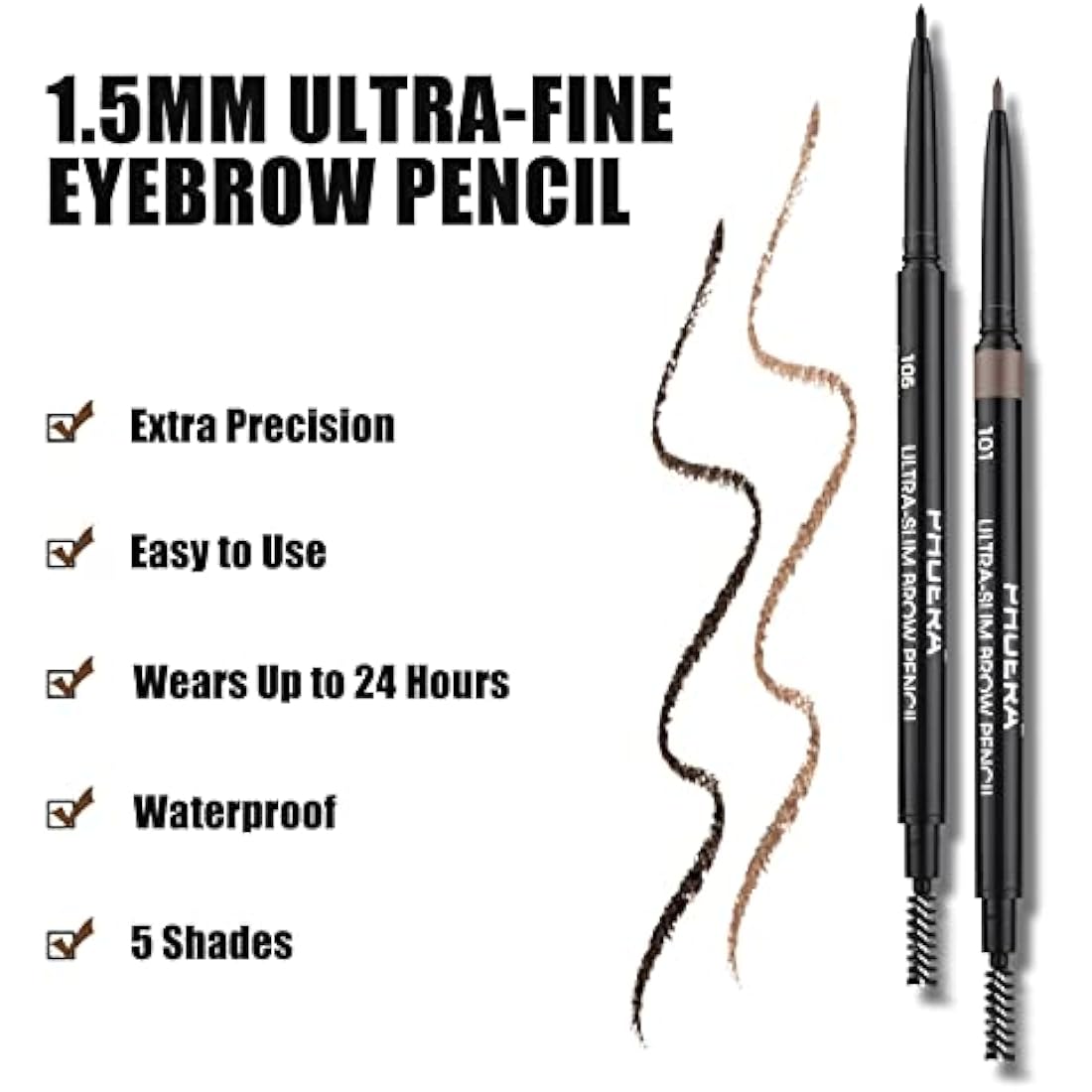Natural Look Eyebrow Pencil - Easy To Use, Long-Lasting, Waterproof & Precise, Vegan & Cruelty-Free Brown