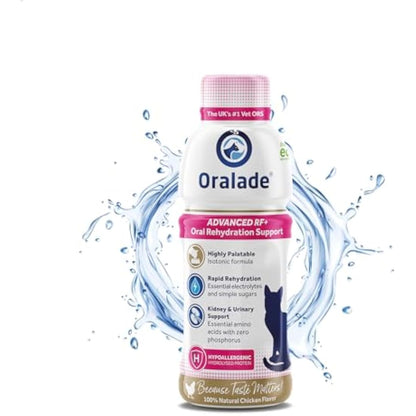 Oralade - Advanced RF+, Oral Rehydration Support for Cats - Fast Acting Isotonic Formula - Kidney and Urinary Support - Natural Chicken Flavour - Highly Palatable - For all Ages - 330ml