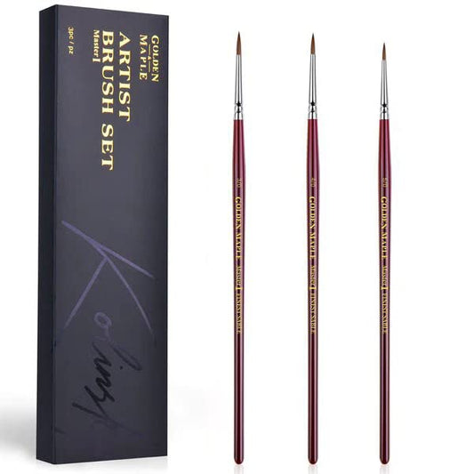Kolinsky Sable Miniature Paint Brushes - Golden Maple Professional Ultra Fine Point Brush for Miniature, Model Painting & Watercolor Details - Size