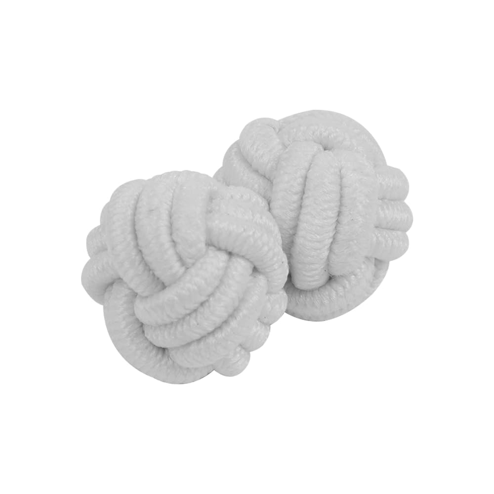 VOANZO Cufflinks for Men,5 Pairs Mens/Women Silk Fabric Knot Twisted Cufflinks Set,Round for Shirt/Dress Business Wedding Gift (White)