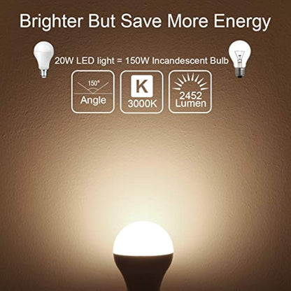 Awenia LED Light Bulb E27, A65 Edison Screw Lighting 20W (Equivalent to 150W Incandescent Bulb), 2452 lumens, Warm White 3000K Golf Ball, Pack of 4