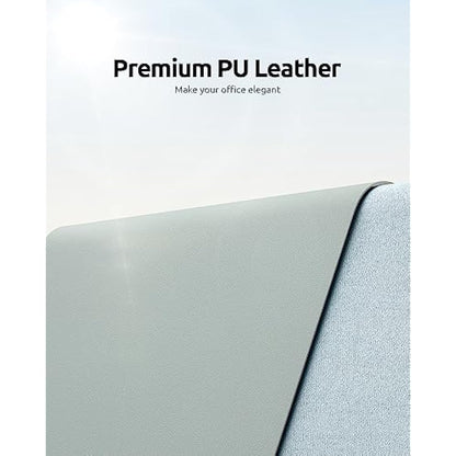 YSAGi Leather Desk Mat, Large Mouse Mat, Non-Slip Desk Pad, Waterproof PU Leather Table Protector Writing Pad for Office and Home (60 x 35 cm, Grayish Green)