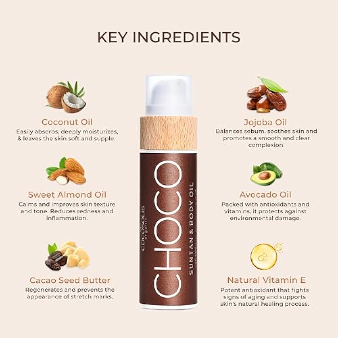COCOSOLIS CHOCO accelerator - organic oil with vitamin E & chocolate scent for a quick, intensive tan - tanning enhancer for a deep tan - nourishing tanning bed oil (110)