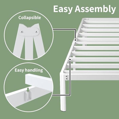 Lutown-Teen 30 cm High Small Single Bed Frames 2ft6 with Rounded Corner Legs, Heavy Duty White Metal Small Single Bed Frame, Noise Free, Easy Assembly