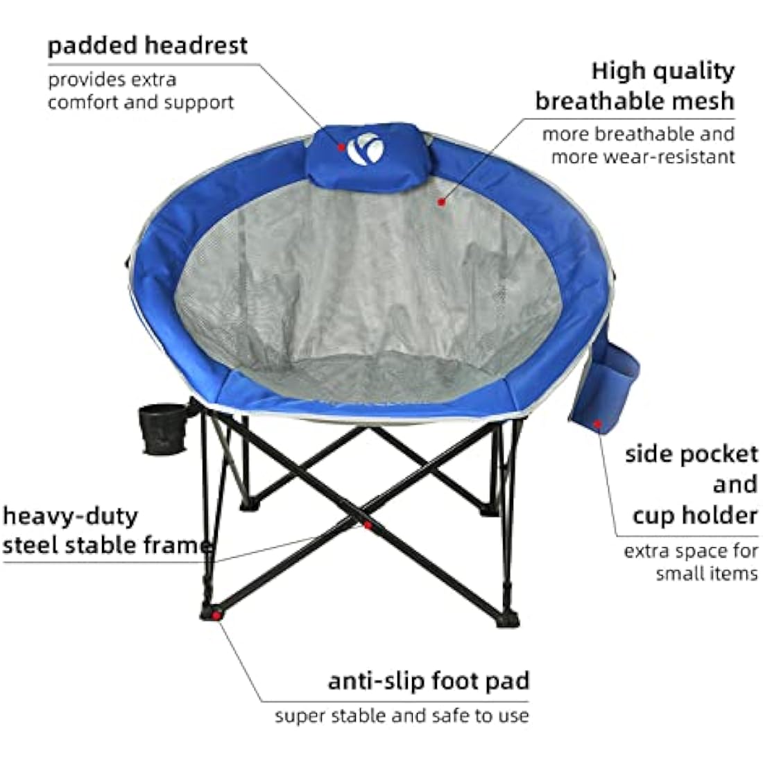 ROCK CLOUD Portable Camping Chair Folding Chairs Outdoor for Camp Hiking Backpacking Lawn Beach Sports, Blue (RC01508)