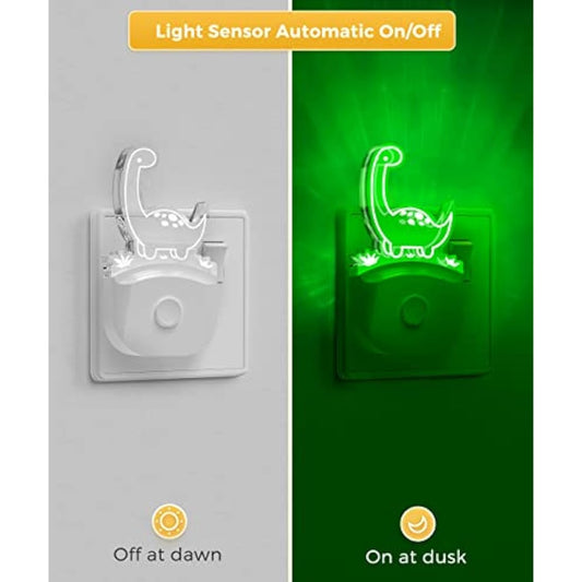 LOHAS-LED Dinosaur Night Light Plug in, Dinosaur Nightlight for Kids, Dusk to Dawn Light Sensor, 3 Lighting Mode Multi-Color Changing Night Lamp, Gift for Children Nursery, Bedroom Décor,1 Pack